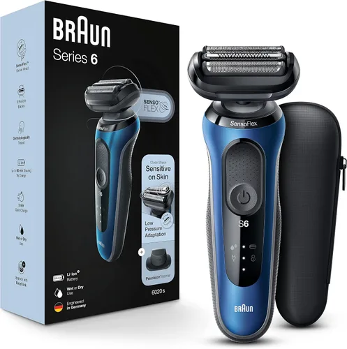 Vista 9 de Braun Maquinilla de afeitar eléctrica para hombre, serie 6 6120s, afeitado en húmedo y seco, modos de afeitado turbo y suave, con recortador