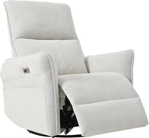 Vista 8 de Silla reclinable giratoria de 270° con dos puertos USB, sillón reclinable eléctrico para espacios pequeños, sillón reclinable tapizado con bolsillos