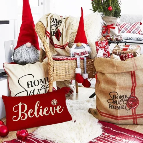 Vista 3 de RABUSOFA Fundas de almohada de Navidad de 12 x 20 pulgadas, fundas de almohada lumbares de Navidad, fundas decorativas de Navidad para exteriores
