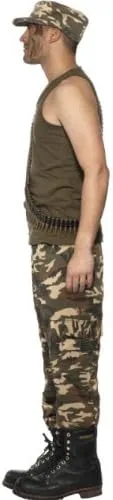 Vista 3 de Smiffys Disfraz de camuflaje caqui de lujo para hombre, color verde caqui, Caqui Verde