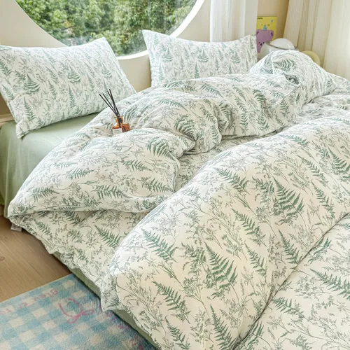 Vista 38 de Funda de edredón de flores rosadas, tamaño individual, elegante, con volantes, funda de edredón de encaje de algodón, juego de ropa de cama floral
