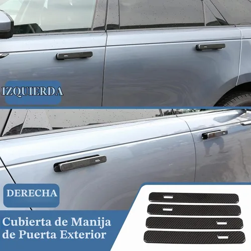 Vista 2 de 4 unids fibra de carbono ABS cromo para Land Rover Range Rover VELAR 2017 2018 coche exterior puerta manija accesorios
