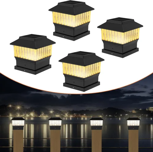 Vista 11 de Paquete de 4 luces solares para tapa de poste, modernas #2: se adapta a postes de vinilo de 4 x 4 y madera de 5 x 5 pulgadas, temperatura de 3