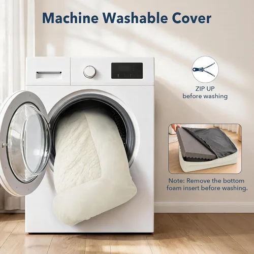 Vista 7 de Cama ortopédica grande para perros, cama impermeable para perros con funda extraíble, sofá suave para mascotas con 4 lados extraíbles y base Beige