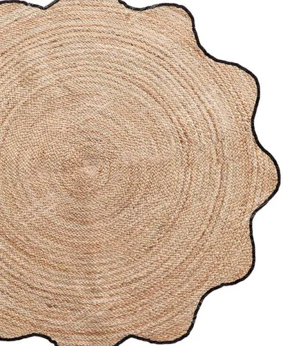 Vista 6 de Alfombra redonda de yute natural de 4 x 4, 5 x 5, 6 x 6 pies, alfombra redonda de yute festoneado, alfombra trenzada bohemia y ecológica, circular