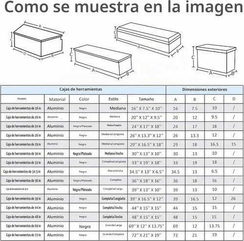 Vista 4 de Caja de herramientas de aluminio de 29 pulgadas para remolque de utilidad, caja de herramientas con lengüeta ancha para remolque de utilidad