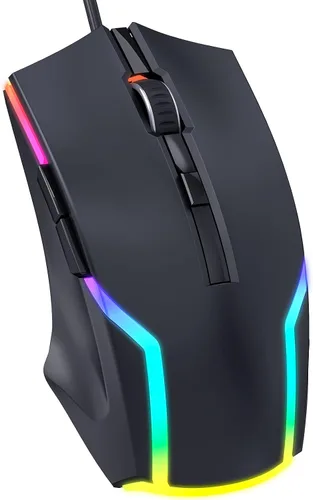 Vista 8 de WEEMSBOX Mouse para juegos con cable ratones de computadora con 7 modos retroiluminados RGB mouse de computadora gamer 8000 DPI ajustables - 6