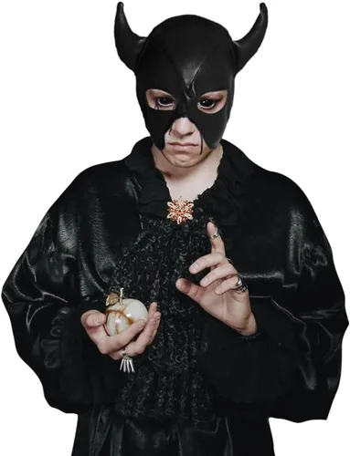 Vista 5 de Máscara de cabeza de toro de Halloween ajustable, máscara de cara completa de cuerno de toro, máscaras divertidas de animales, accesorios