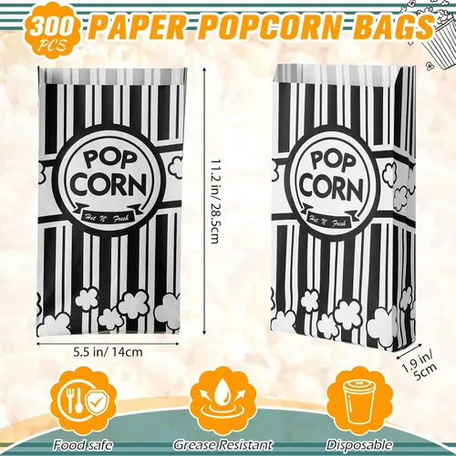 Vista 2 de Potchen 300 bolsas de palomitas de maíz de 2 onzas a granel para palomitas de maíz, resistentes a la grasa, bolsas desechables para carnaval