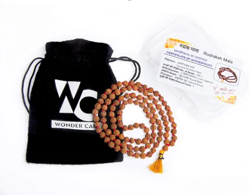 Vista 7 de Wonder Care Auténtica Rudraksha Mala Pulsera auténtica de Rudraksha del Himalaya de 5 caras Cuentas de Rudraksha Pulseras de cuentas para hombres