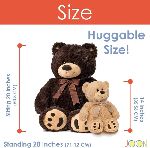 Vista 4 de Joon Oso de peluche grande – Pelaje esponjoso, cinta y moño, huellas distintivas – Alegría abrazable y adorable, regalo ideal para baby showers