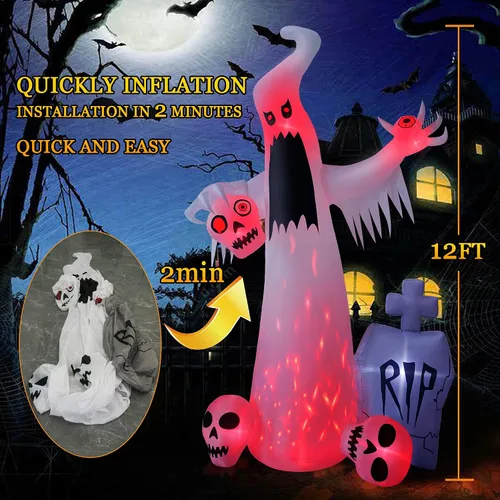 Vista 13 de HOPOCO Inflables de Halloween de 12 pies para decoración al aire libre