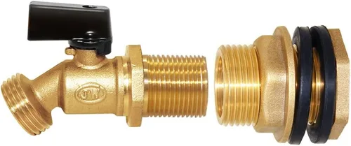 Vista 10 de Joywayus - Válvula de cuarto de vuelta de bola de 3/4 pulgadas roscada de latón para contenedor de agua/barril de lluvia con montaje de mamparo