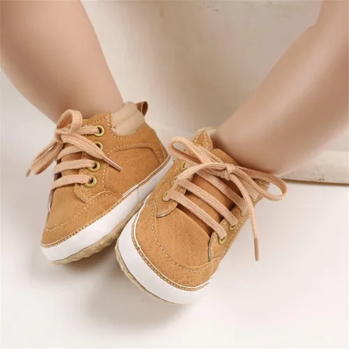 Vista 2 de BENHERO Baby Girls Boys PU Leather Shoes Toddler Infant First Walker Soft Sole High-Top Ankle Sneakers Newborn Crib Shoes