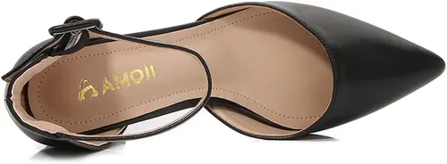 Vista 3 de Amoji Zapatos de vestir con tacón de bloque con punta puntiaguda de 2 pulgadas con correa de tobillo 412