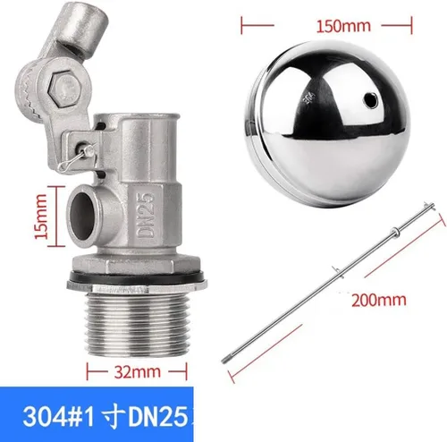 Vista 3 de 304 Stainless Steel Adjustable Float Valve for Water Tank - 1/2", 3/4", 1" - Automatic Water Level Control(1inch)