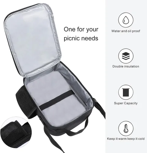 Vista 7 de WCZARE Mochila de viaje de dibujos animados diarios con bolsa de almuerzo, juego de 3 piezas, novedad para fanáticos del juego, Negro -, Mochila