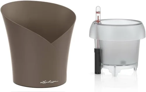 Vista 5 de Lechuza ORCHIDEA Taupe Matt, maceta de orquídea de riego automático, 7.1 pulgadas de alto 7.7 pulgadas