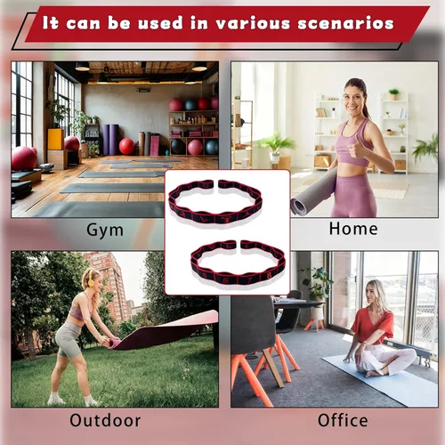 Vista 6 de 2PCS Elastic Yoga Stretching Strap with 12 Loops Stretch Resistance Exercise Bands for Yoga,Pilates,Dance,Rhythmic Gymnastics,Physical