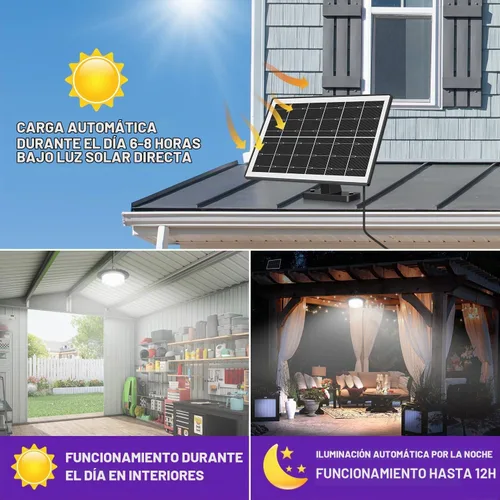 Vista 2 de Luz Solar de Cobertizo para Interiores y Exteriores, Lámpara Colgante de 244 LED con Iluminación de 360°, Sensor de Movimiento, Impermeable, Luces