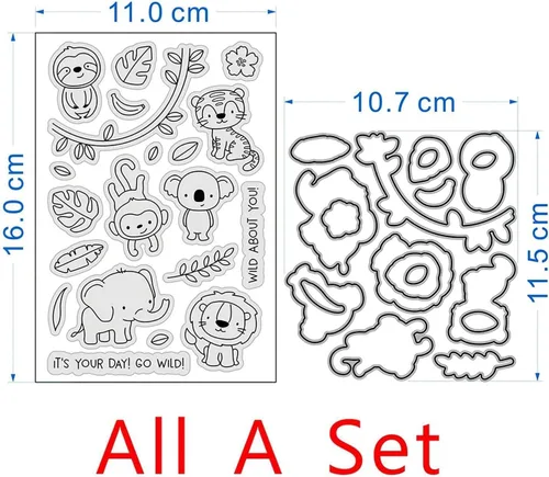 Vista 3 de Juego de sellos y troqueles de animales para hacer tarjetas, sellos transparentes y troqueles de corte de metal para álbumes de recortes