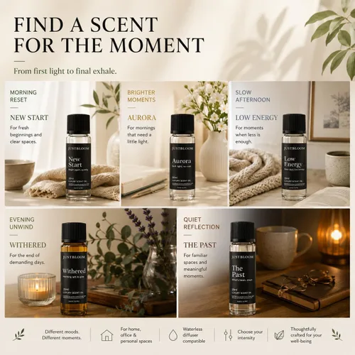 Vista 6 de JustBloom Juego de aceites difusores de hotel, 5 aromas, 5 x 0.7 fl oz
