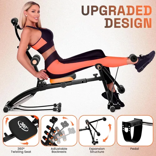 Vista 10 de YOXIER Máquina AB para entrenamiento de estómago, máquina multifuncional ajustable para entrenamiento corporal total, equipo de ejercicio abdominal