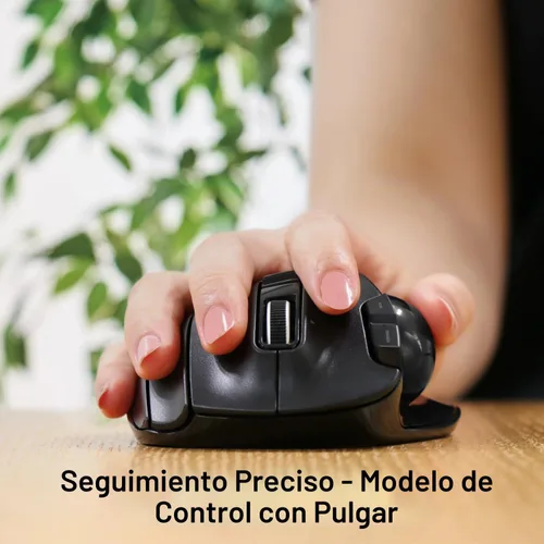 Vista 3 de ELECOM EX-G Ratón de Trackball, inalámbrico de 2.4 GHz, control de pulgar, diseño ergonómico esculpido, función de 6 botones con seguimiento suave