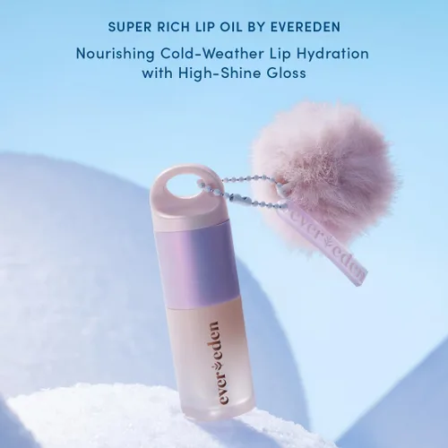 Vista 2 de Evereden Aceite labial hidratante súper rico: aceite de brillo labial limpio y vegano, nutritivo, calmante y brillante para climas fríos y secos