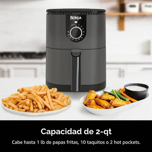 Vista 7 de Ninja AF080 Mini freidora de aire, capacidad de 2 cuartos de galón, compacta, antiadherente, con temporizador de ajuste rápido, gris