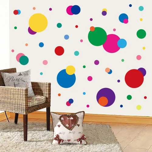 Vista 9 de PARLAIM Calcomanías de pared para dormitorio, sala de estar, calcomanías de pared de lunares para niños y niñas (130 círculos)