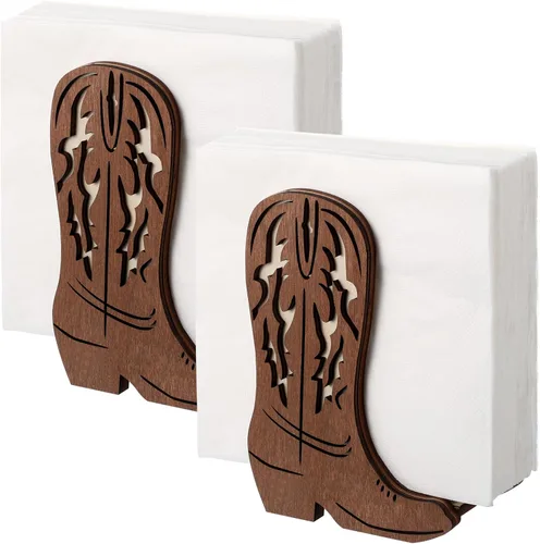 Vista 13 de CroBlissful 1 Pieza Servilletero de Bota de Vaquero Occidental para Mesa Cocina Casa de Campo Dispensador de Servilletas Soporte de Papel Rústico
