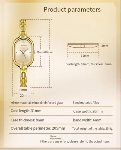 Vista 5 de Elegante reloj ovalado impermeable dorado vintage reloj ajustable de acero inoxidable pulsera de cuarzo para mujer