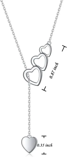 Vista 6 de Collar largo de plata de ley Larait Bar Y Lariat de cadena larga ajustable collar de regalo para ella, 30 pulgadas