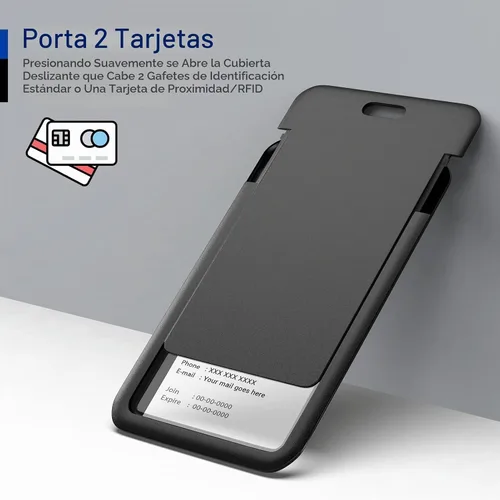 Vista 3 de JINEASY ID Paquete de 2 portadores de credenciales de plástico duro verticales para tarjetas de trabajo y tarjetas de acceso, uso intensivo, negro