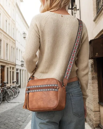 Vista 2 de FADEON Bolsos cruzados para mujer y mochila para laptop Colección Marrón