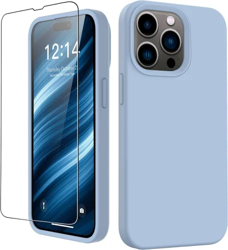 Vista 10 de FUNMIKO Funda compatible con iPhone 15 con protector de pantalla, silicona líquida suave y sedosa mejorada, diseñada a la moda para hombres, mujeres
