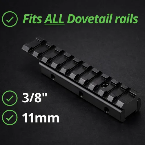 Vista 2 de Gotical Convertidor de adaptador de cola de milano a riel Picatinny de 0.433 in de perfil bajo