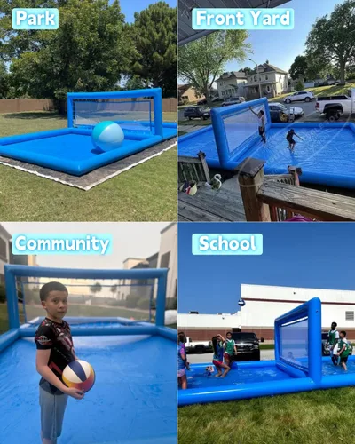 Vista 3 de Juego de voleibol inflable de 33 pies/L, para piscina, voleibol, juegos de playa para adultos y fiestas familiares, juegos gigantes de verano
