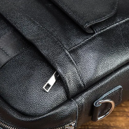 Vista 8 de Bolso de mensajero de cuero genuino para hombre, maletín para portátil, bolso de hombro para oficina, viajes de negocios con caja de regalo