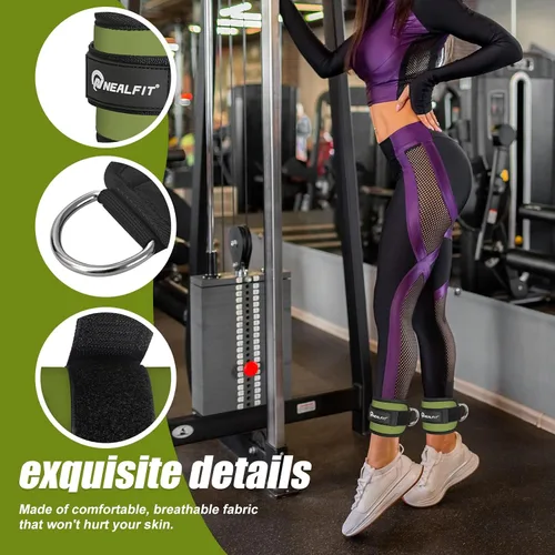 Vista 4 de NEALFIT Correa de tobillo para máquina de cable, tobillera de gimnasio para patadas, extensiones de piernas, entrenamientos de glúteos, abductores