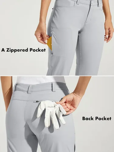 Vista 6 de Willit Pantalones de golf para mujer, elásticos, de secado rápido, ligeros, casuales, con bolsillos, resistentes al agua