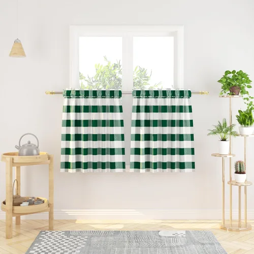 Vista 177 de Cenefas de cortina para ventana de 16 pulgadas de largo, 2 paneles de cuadros búfalo, cortinas pequeñas con bolsillo para barra, estilo clásico