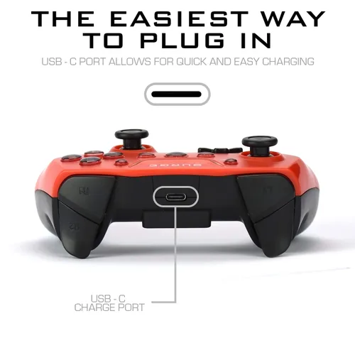Vista 5 de Surge Switchpad Pro Wireless Controller for Nintendo Switch, 4 Macro Buttons, Rechargeable 550mAh Battery, Motion Controls - Red