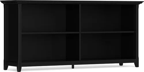 Vista 30 de SIMPLIHOME Amherst - Librero de 70 pulgadas de alto con 5 estantes de madera maciza en color marrón rústico, almacenamiento transicional para sala