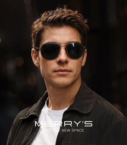 Vista 2 de MERRY'S Gafas de sol polarizadas militares clásicas cuadradas aviador para hombres o mujeres S8636