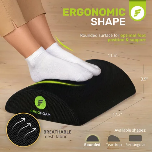 Vista 8 de ErgoFoam Reposapiés para debajo del escritorio en el trabajo - Reposapiés premium debajo del escritorio - Reposapiés de escritorio para dolor