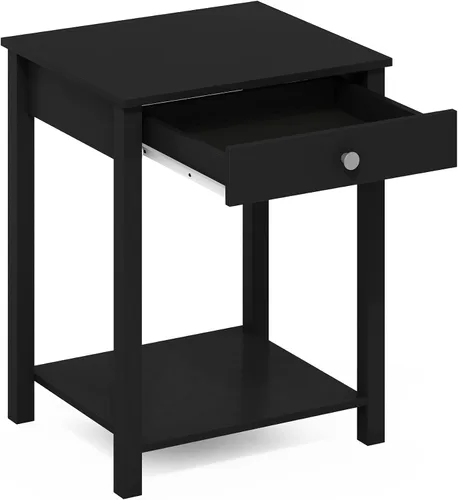 Vista 5 de Furinno Classic - Mesa auxiliar con cajón, paquete de 1 unidad, americano