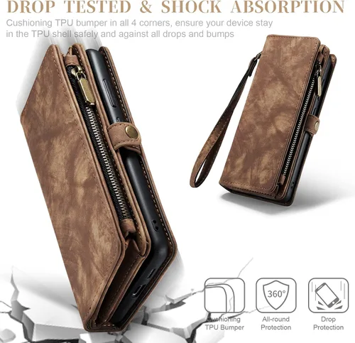 Vista 7 de Asuwish Funda de teléfono para Samsung Galaxy S23 Plus 5G con cremallera, funda desmontable con protector de pantalla de vidrio templado y tarjetero
