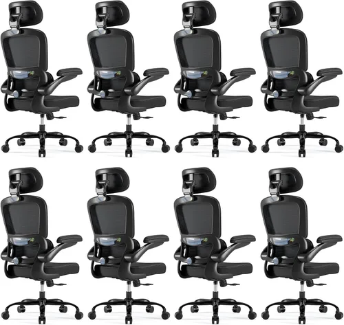 Vista 16 de TRALT Silla ergonómica de oficina, silla de escritorio con reposacabezas ajustable, silla de computadora de soporte lumbar, silla cómoda de malla